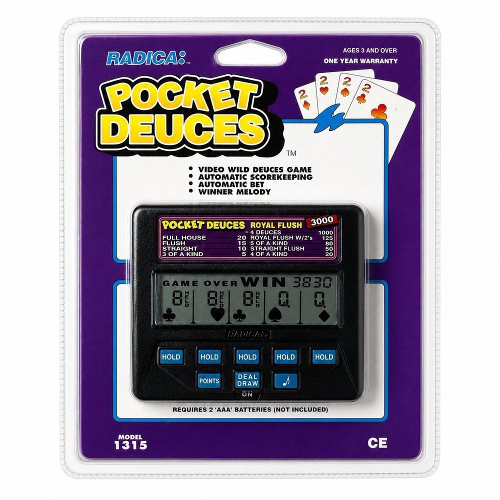 RADICA Pocket Dueces Royal Flush 3000 MODEL 1315 Handheld Electronic Game